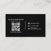 QRコーモダンド美容師赤面ピンクタイポグラフィ 名刺 (裏面)