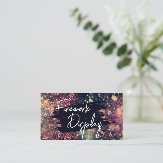 QRコーモダンド花火の表示会社の追加 名刺 (スタンド正面)