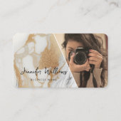 QRコーモダンド金ゴールド白大理石写真家 名刺 (正面)