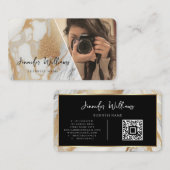 QRコーモダンド金ゴールド白大理石写真家 名刺 (正面/裏面)