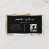 QRコーモダンド金ゴールド白大理石写真家 名刺 (裏面)