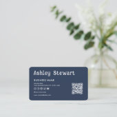 QrコーモダンドFacebook InstagramロゴNavy Blue 名刺 (スタンド正面)