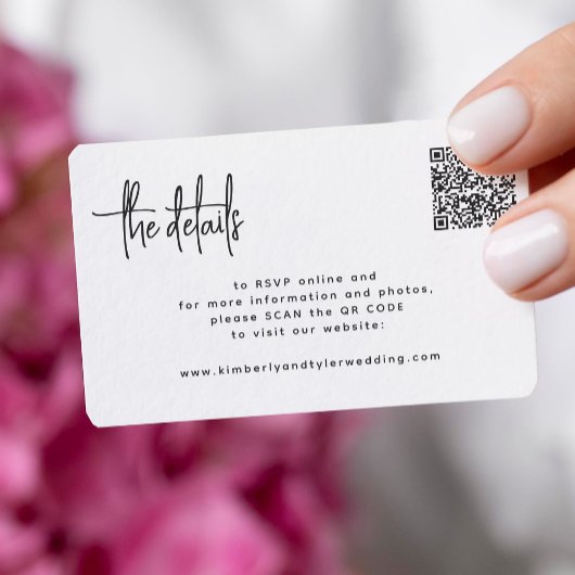 QRコーモダンドRSVPモダン詳細のスクリ結婚プト エンクロージャーカード