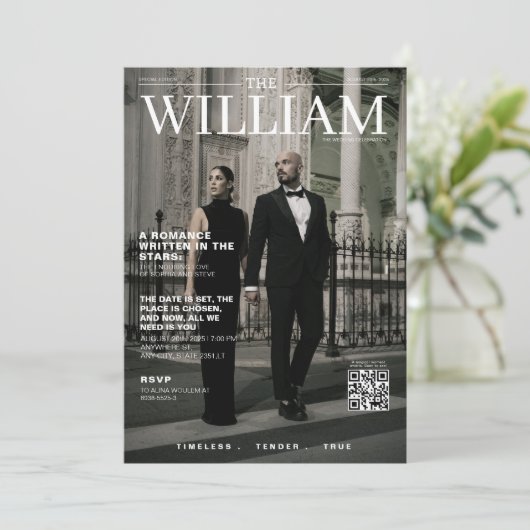 QRコーユニークドマガジンのカバー結婚写真 招待状 (スタンド正面)