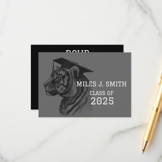 QRコーユニークド付き卒業RSVPエンクロージャカード エンクロージャーカード (正面/裏面インサイチュ)