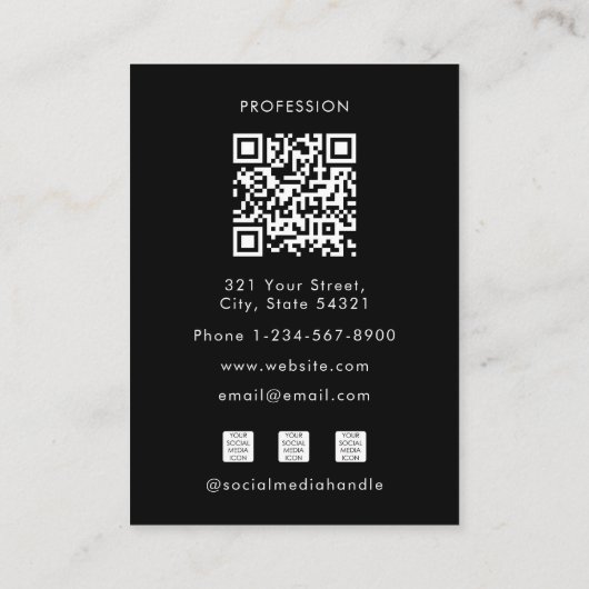 QRコーユニークモダンドのソーシャルメディアアイコン 名刺 (裏面)