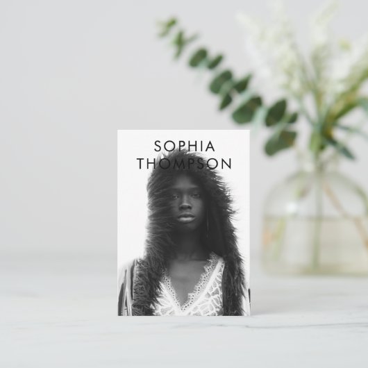 QRコーユニークモダンドのソーシャルメディアアイコン 名刺 (スタンド正面)