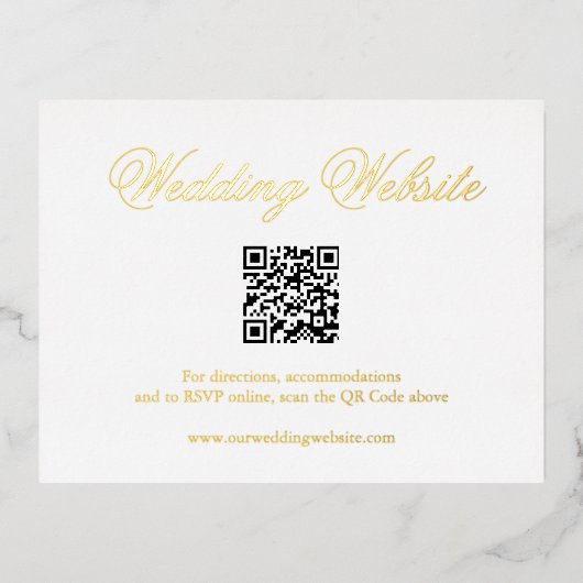 QRコー伝統的ドのエンク結婚ロージャカード 箔招待状ポストカード (正面)