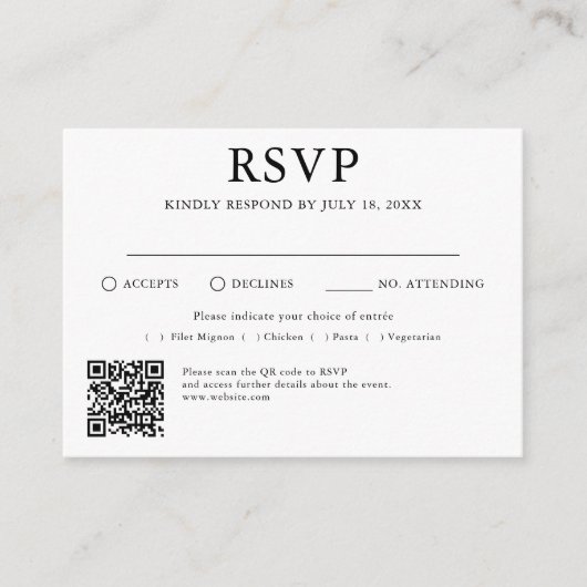 QRコー伝統的ドウェディングRSVPエンクロージャカー エンクロージャーカード (正面)