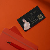 QRコー実在ド付き金ゴールド不動産代理業者名刺 名刺