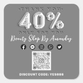 QRコー感謝していドロゴ割引グレーシルバー40%オフ スクエアシール (正面)