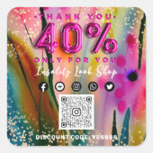 QRコー感謝していドロゴ割引フローラ金ゴールド40%オフ スクエアシール (正面)