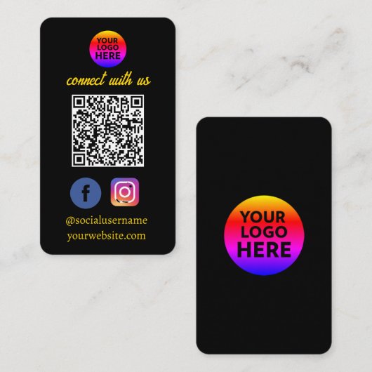 QRコー感謝していド付きビジネスカードのロゴ 名刺 (正面/裏面)