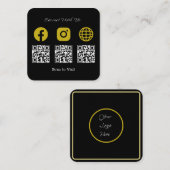 QRコー数々のドのソーシャルモダンメディアサイン スクエア名刺 (正面/裏面)