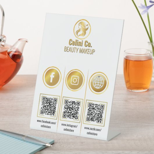 QRコー数々のドのビジネスサイン – ソーシャルメディアディスプレイ 台座サイン (インサイチュ)