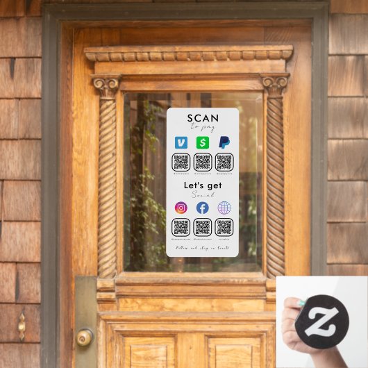 QRコー数々のドは白を支払うために米国スキャンと接続 ウィンドウサイン (ホームデコレーション)