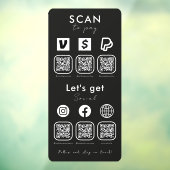 QRコー数々のドスキャンを支払うConnect With Us Black ウィンドウサイン (シート3)