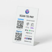 QRコー数々のド支払 |支払い対象の白いスキャン 台座サイン (正面)
