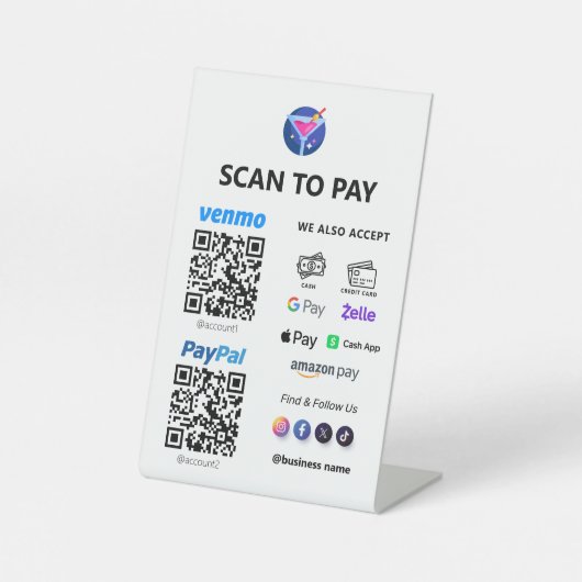 QRコー数々のド支払 |支払い対象の白いスキャン 台座サイン (正面)