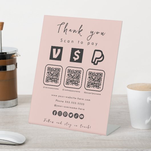 QRコー数々のドPaypal Venmoキャッシュアプリピモダンンク 台座サイン (インサイチュ)