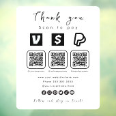 QRコー数々のドPaypal Venmoキャッシュアプリホワモダンイト ウィンドウサイン (シート3)