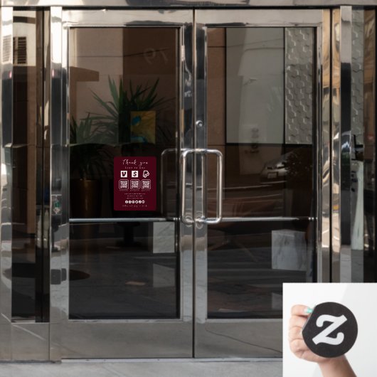 QRコー数々のドPaypal Venmo Cash App Burgundy ウィンドウサイン (オフィスドア)