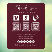 QRコー数々のドPaypal Venmo Cash App Burgundy ウィンドウサイン (シート3)