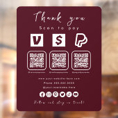 QRコー数々のドPaypal Venmo Cash App Burgundy ウィンドウサイン (シート2)