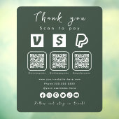 QRコー数々のドPaypal Venmo Cash App Forest Green ウィンドウサイン (シート3)