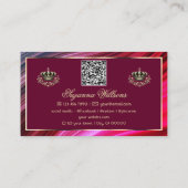 QRコー王室のド付きピンクブルゴーニュ金ゴールドクラウン 名刺 (裏面)