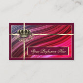 QRコー王室のド付きピンクブルゴーニュ金ゴールドクラウン 名刺 (正面)