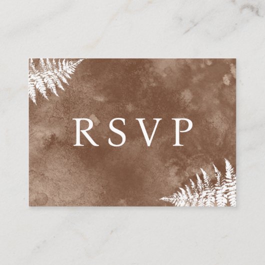 Qrコー素朴ドウォーターカラーワイルドファーンRSVP エンクロージャーカード (裏面)
