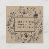 QRコー素朴ドボタニカルクラフトネイビーブルー紹介 スクエア名刺 (正面)