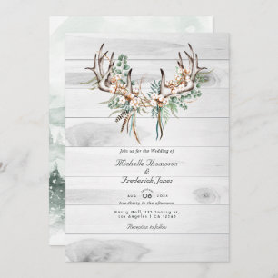 QRコー素朴ドRSVPボヘミアン結婚ズ 招待状