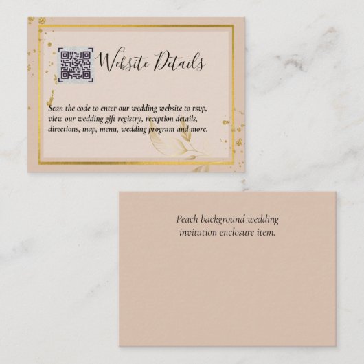 QRコー結婚ドRSVPギフト詳細Webサイト エンクロージャーカード (正面/裏面)