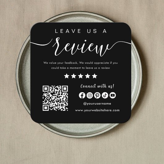 Qrコー離れドのソーシャルメディアロゴブラックのレビュー スクエア名刺