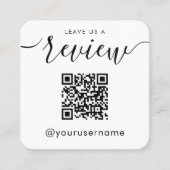 QRコー離れドのホワイトインスタグラムのハッシュタグのレビュー スクエア名刺 (正面)