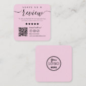 Qrコー離れドロゴピンクのレビューをソーシャルメディア スクエア名刺 (正面/裏面)