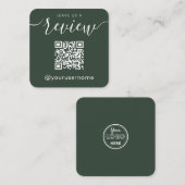 QRコー離れドGreen Instagramハッシュタグのレビュー スクエア名刺 (正面/裏面)