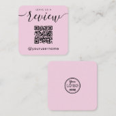 QRコー離れドPink Instagramハッシュタグのレビュー スクエア名刺 (正面/裏面)
