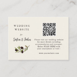 QRコ素朴ード付きオ結婚リーブ枝の詳細 プレイスカード