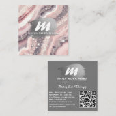 *~* QRシルバーAP66グリッターピンクアゲート スクエア名刺 (正面/裏面)
