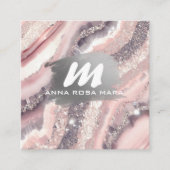 *~* QRシルバーAP66グリッターピンクアゲート スクエア名刺 (正面)