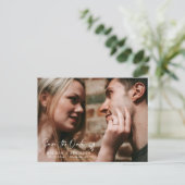 QRシンプルコーエレガントド写真の日付を保存する海軍 ポストカード (スタンド正面)