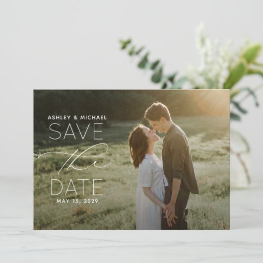 QRシンプルコードスクリプトフォトウェディング日付の保存 案内状 (スタンド正面)