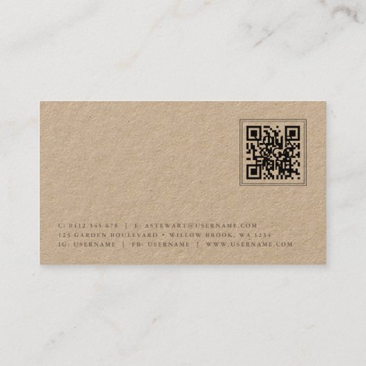 QRシンプルコード付きエレガントフローラ名刺 名刺 (裏面)