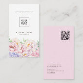 QRシンプルコード付きエレガントフローラ名刺 名刺 (正面/裏面)