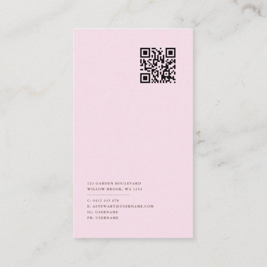 QRシンプルコード付きエレガントフローラ名刺 名刺 (裏面)