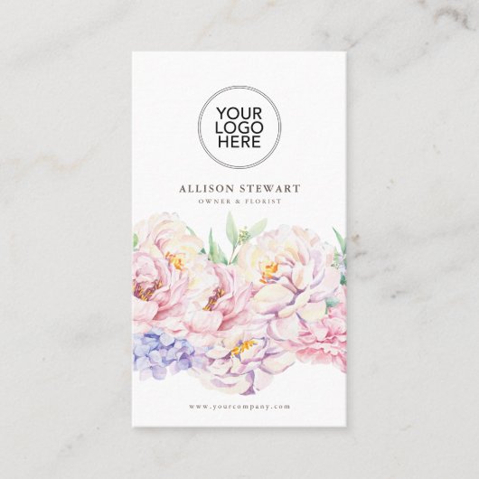 QRシンプルコード付きエレガントフローラ名刺 名刺 (正面)