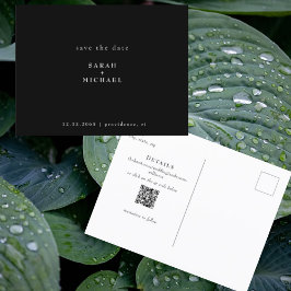 QRシンプルコード結婚のB/W日付の保存 ポストカード